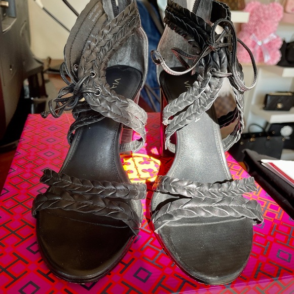 Via Spiga Shoes - Black Vintage Via Spiga Lace Tie Up Heels
